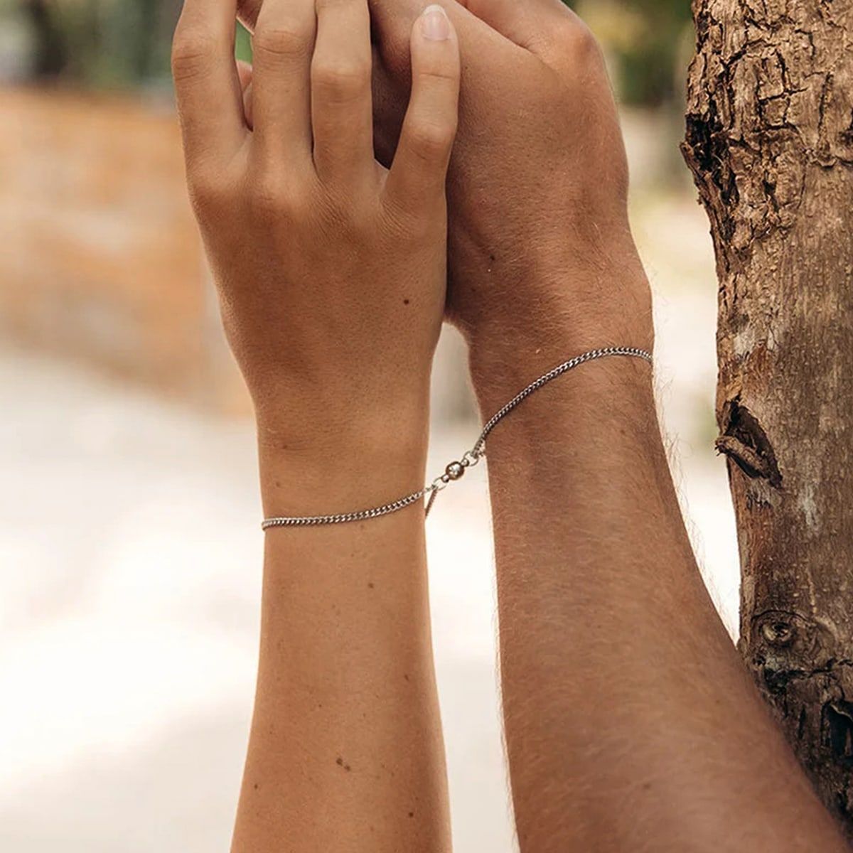 Magnetic Couple Bracelet Set in Titanium Steel