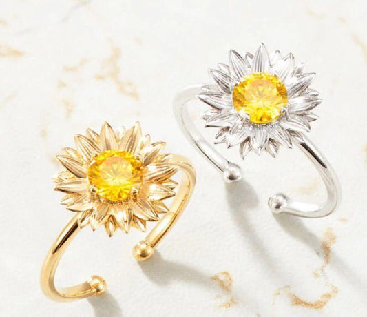 Daisy Flower Open Ring for Women | Gold and Silver