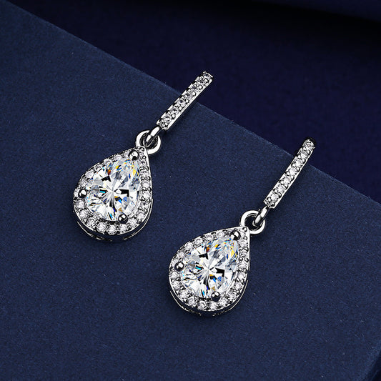 Drop Shape Micro Inlaid Zircon Ear Studs | Copper Multi-Colour