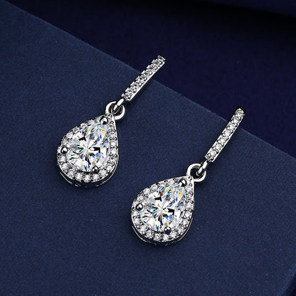 Drop Shape Micro Inlaid Zircon Ear Studs | Copper Multi-Colour