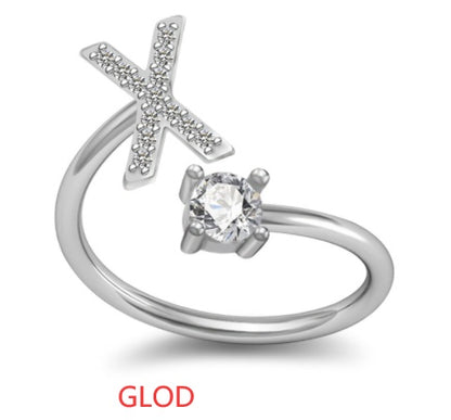 A-Z Initial Letter Ring for Women and Men | Adjustable Alloy