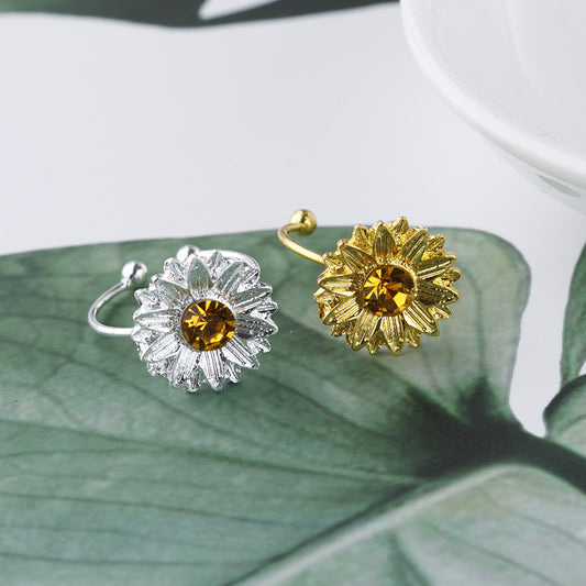 Daisy Flower Open Ring for Women | Gold and Silver