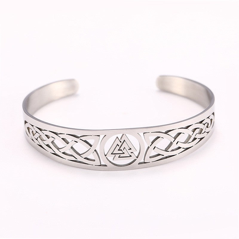 Valknut and Celtic Design Stainless Steel Bracelet