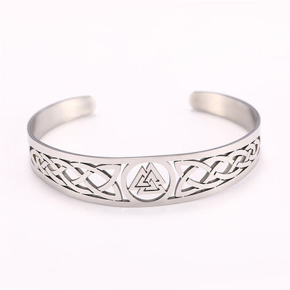 Valknut and Celtic Design Stainless Steel Bracelet