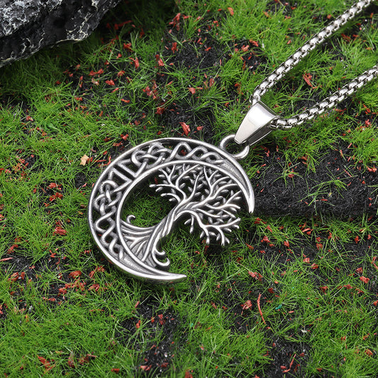 Nordic Viking Celtic Knot Tree of Life Pendant Necklace | Titanium Steel