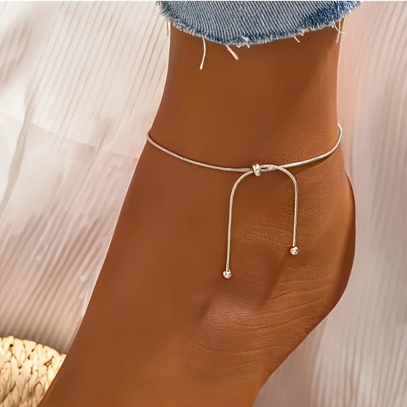 Ball Bead Ankle Bracelet | Alloy Flower Minimalist Adjustable