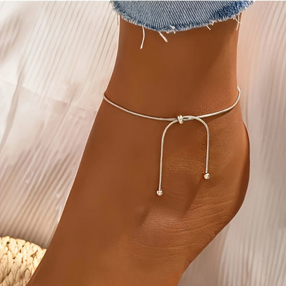 Ball Bead Ankle Bracelet | Alloy Flower Minimalist Adjustable
