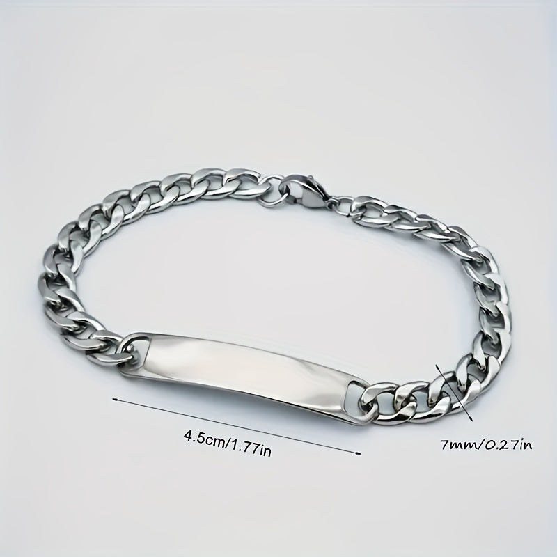 Personalized Engraved ID Chain Bracelet for Men | Anniversary & Birthday Gift