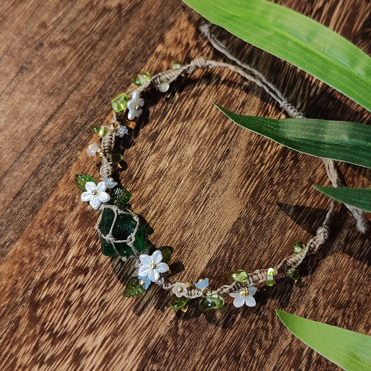 Forest Style Mesh Pouch Floral Wreath Bracelet | Gift for Friends