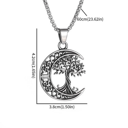 Nordic Viking Celtic Knot Tree of Life Pendant Necklace | Titanium Steel