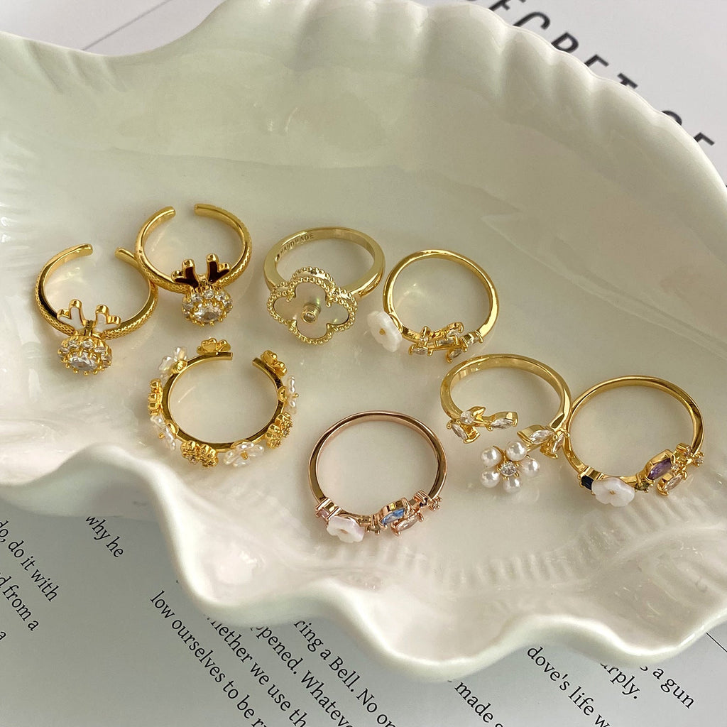 Bells of Ireland Flower Ring | Korean Style Copper