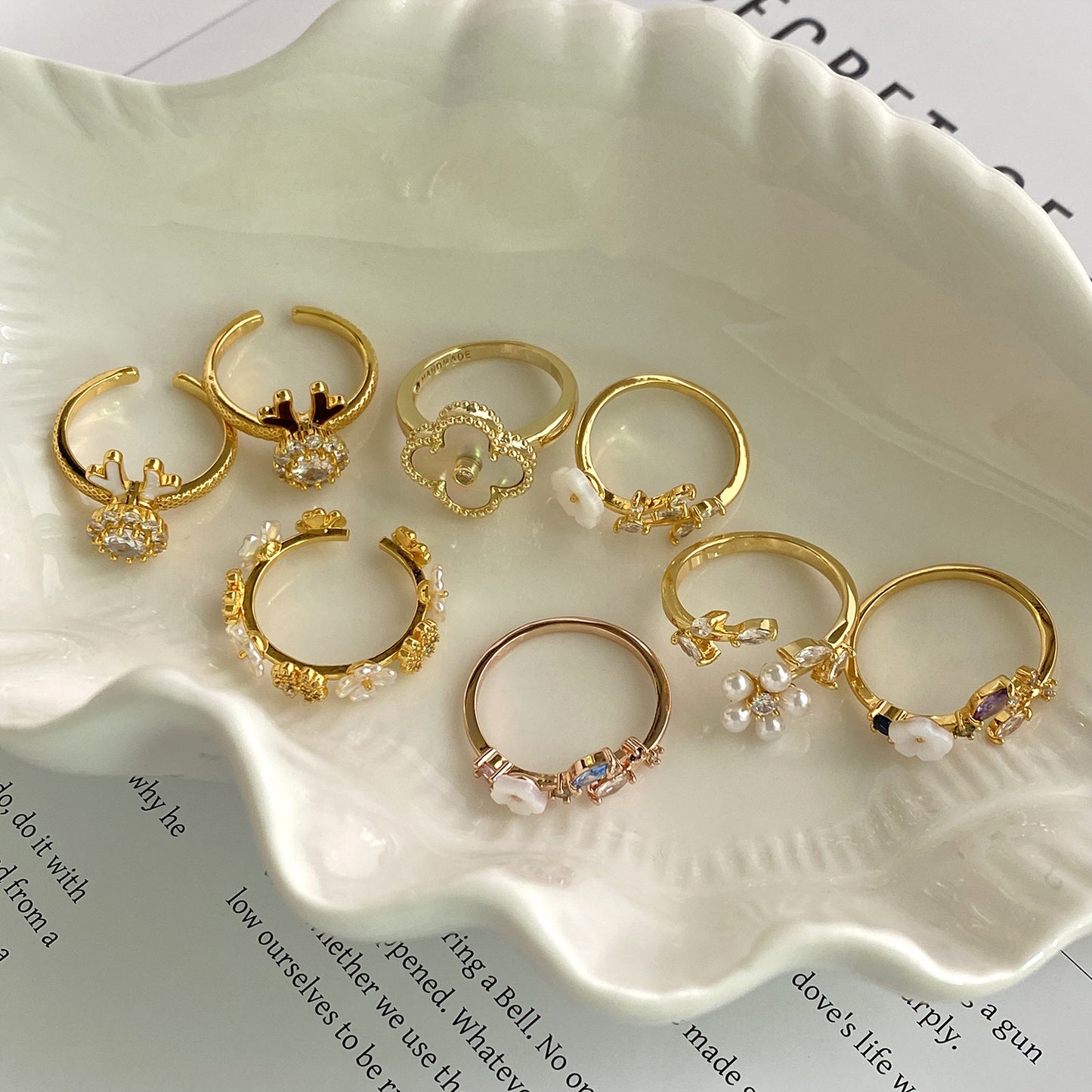Bells of Ireland Flower Ring | Korean Style Copper