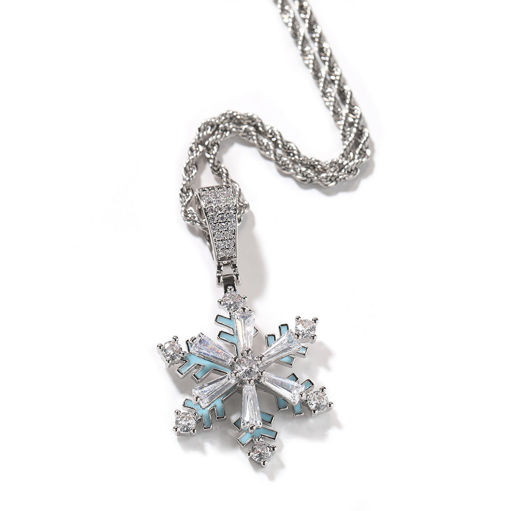 Spinning Snowflake Luminous Pendant Necklace