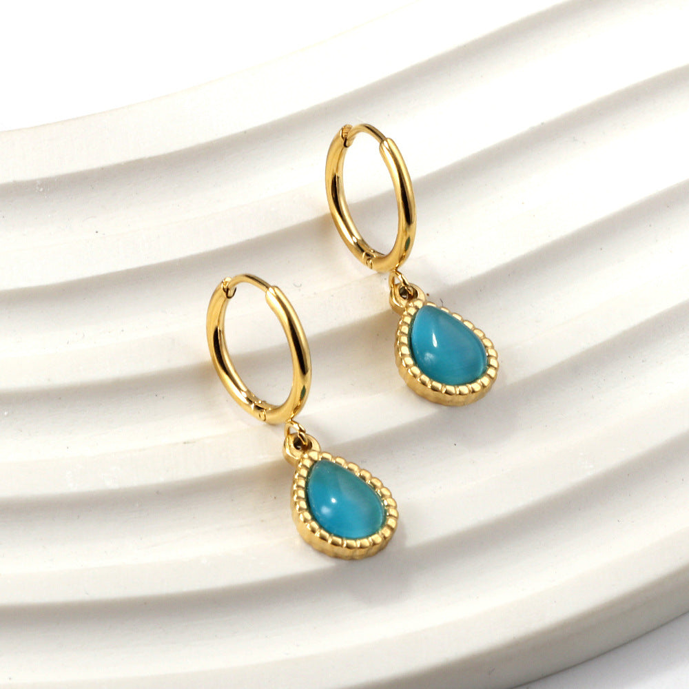 Simple Retro Drop Earrings | Stainless Steel Multi-Colour