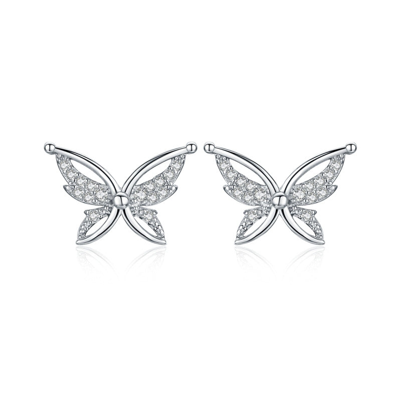 Full Rhinestone Butterfly Stud Earrings | Copper Black Natural