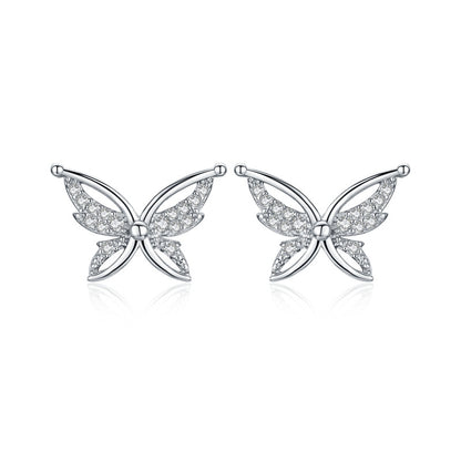 Full Rhinestone Butterfly Stud Earrings | Copper Black Natural