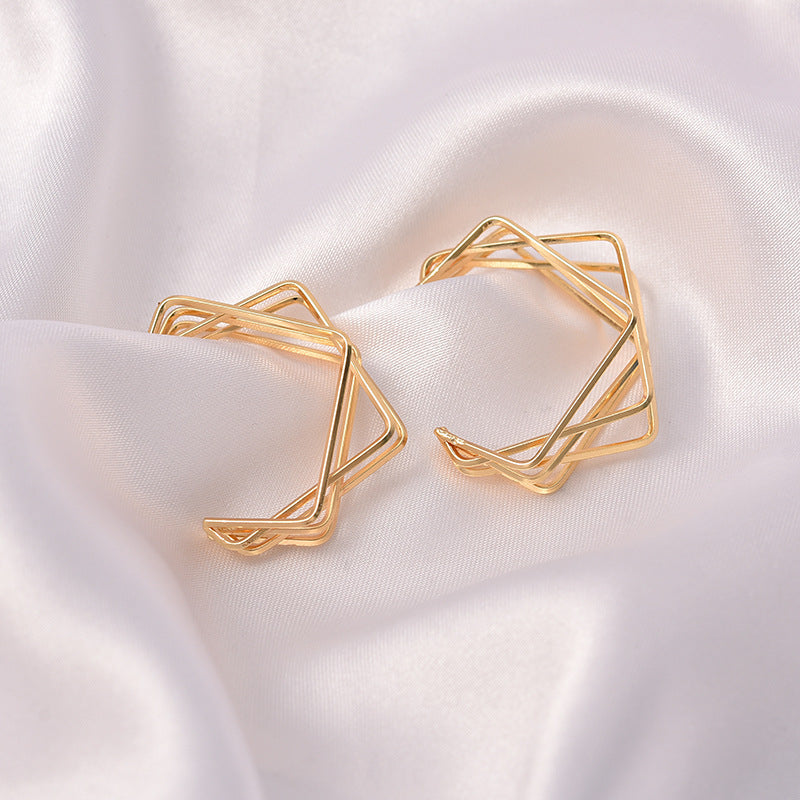 Geometric Irregular Gold Earrings | Alloy High Atmosphere 3.7cm