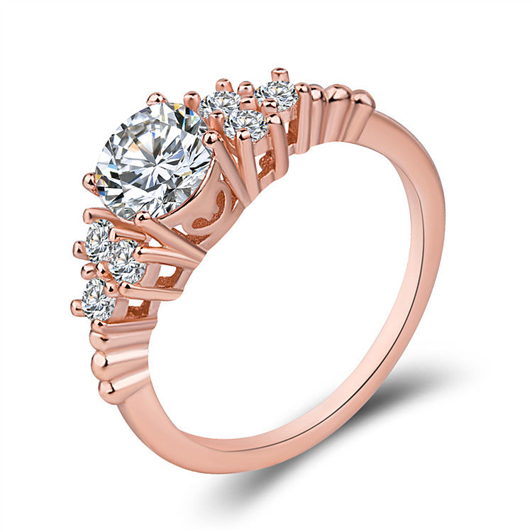 Diamond-Inlaid Ring | Copper White Gold Rose Gold Sizes 6-9
