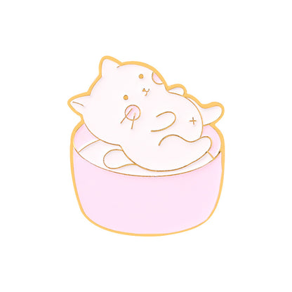 Kitty Bowl Cat Brooch | Alloy Electroplated Personality 5 Styles