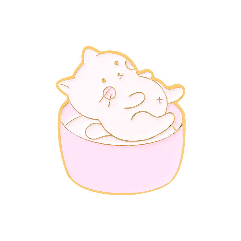 Kitty Bowl Cat Brooch | Alloy Electroplated Personality 5 Styles
