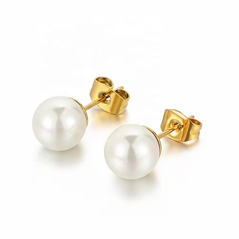 S925 Silver Freshwater Pearl Ear Studs | Gold Silver Anti-Allergy