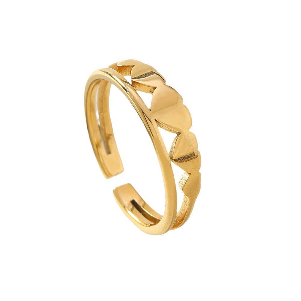 Titanium Steel Open-End Couple Ring | Love Heart Design