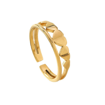 Titanium Steel Open-End Couple Ring | Love Heart Design
