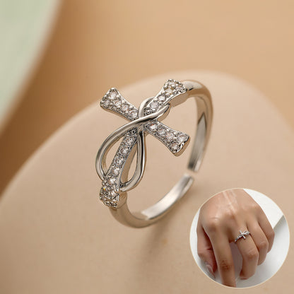 Cross Evil Eye Copper Ring | Adjustable Women's Party Jewellery