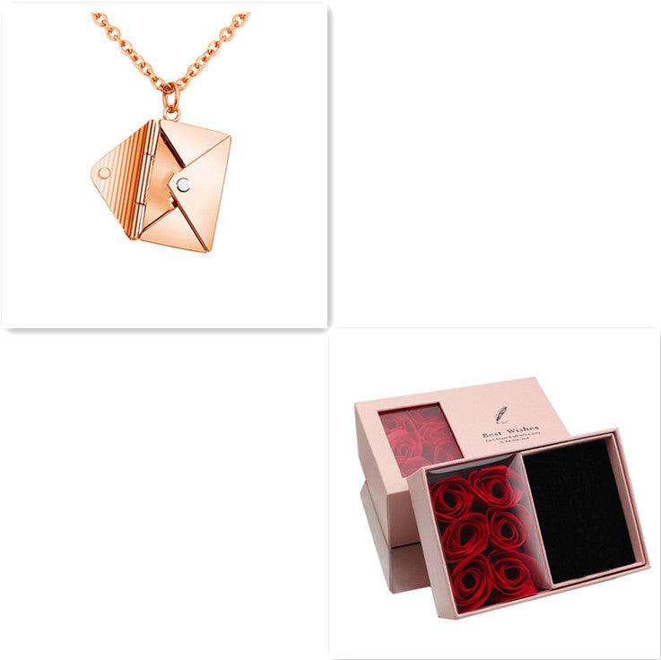 Envelope Love Letter Pendant Necklace for Women