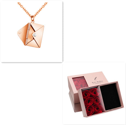 Envelope Love Letter Pendant Necklace for Women