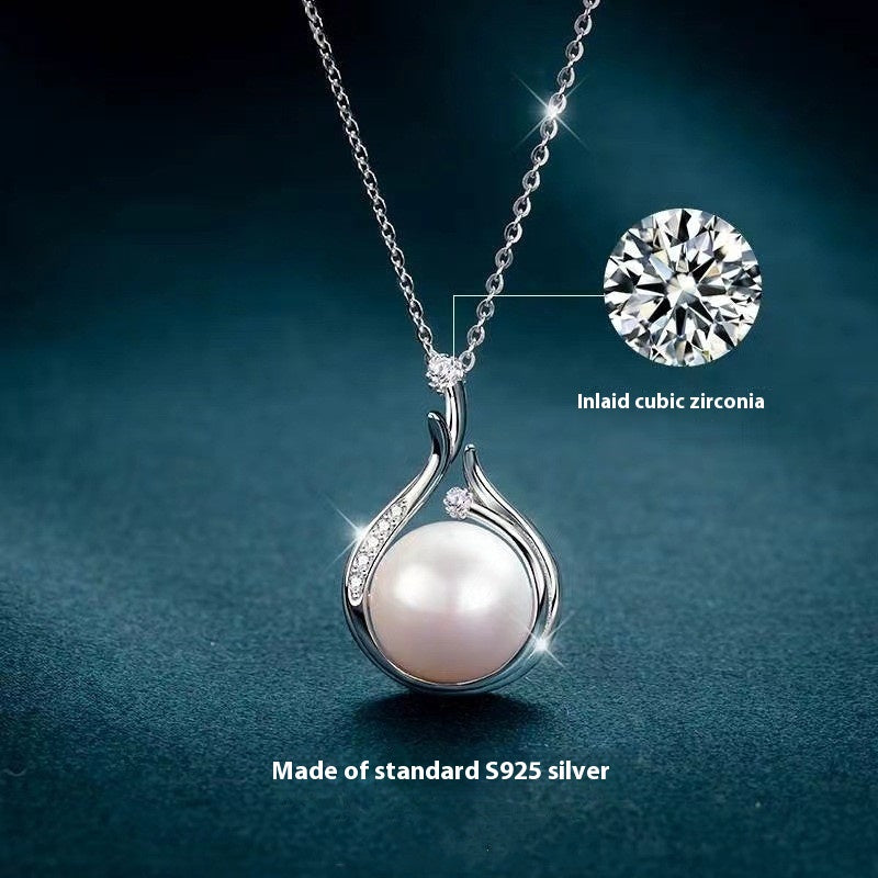 S925 Silver Natural Freshwater Pearl Necklace | Sweater Chain