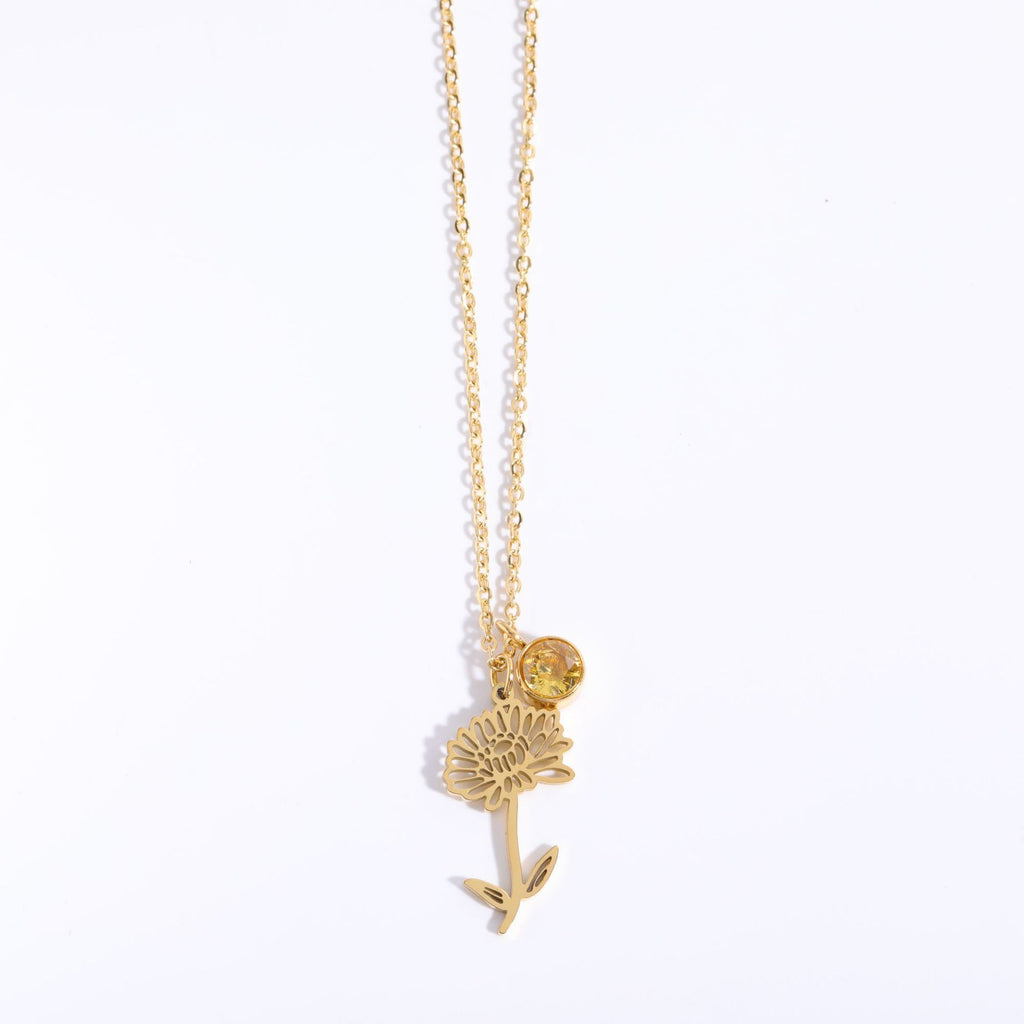 Zircon Birth Flower Pendant Bracelet | Vintage Style