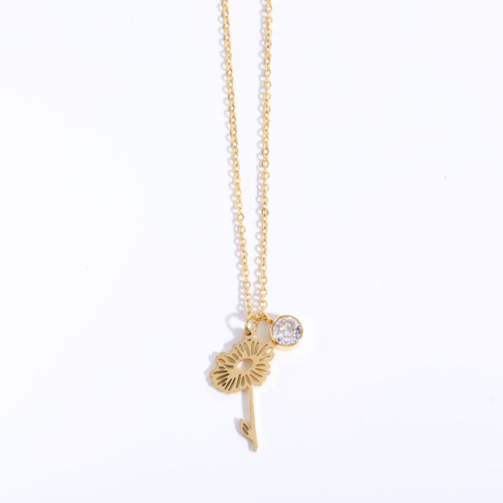 Zircon Birth Flower Pendant Bracelet | Vintage Style