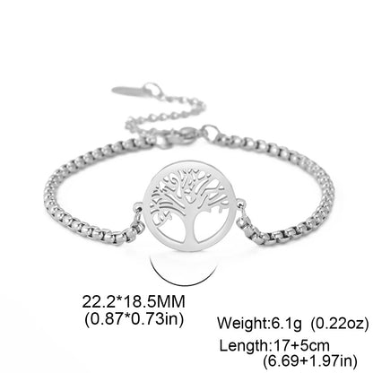 Hollow Life Tree Pendant Bracelet in Titanium Steel