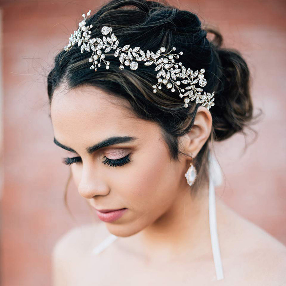 Bridal Wave Hair Hoop | Alloy Rhinestone Silver Gold