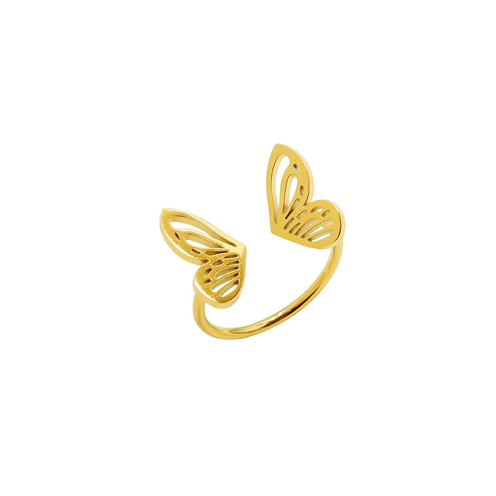 Hollow Butterfly Open Ring | Titanium Steel Women's Adjustable