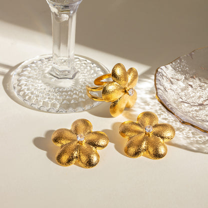 Flora Gold Petal Earrings | Stainless Steel Geometric Floral