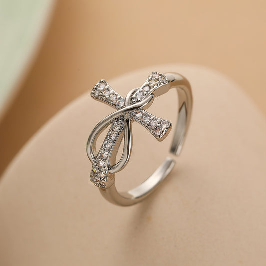 Cross Evil Eye Copper Ring | Adjustable Women's Party Jewellery