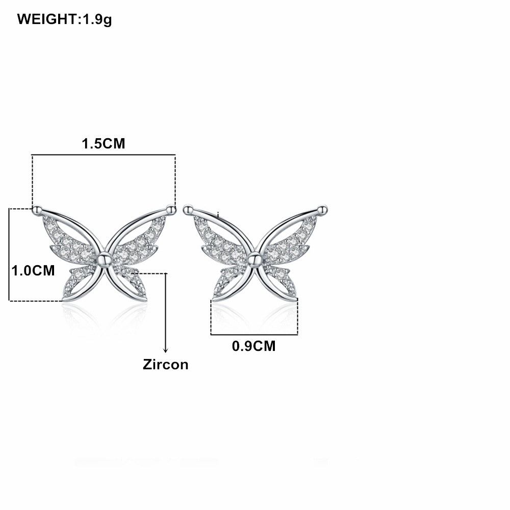 Full Rhinestone Butterfly Stud Earrings | Copper Black Natural