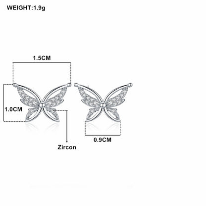 Full Rhinestone Butterfly Stud Earrings | Copper Black Natural