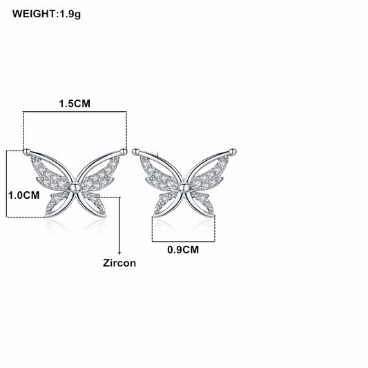 Full Rhinestone Butterfly Stud Earrings | Copper Black Natural
