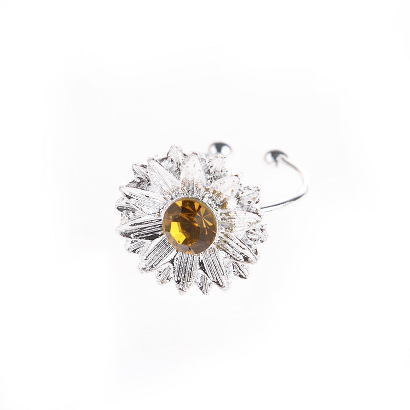 Daisy Flower Open Ring for Women | Gold and Silver