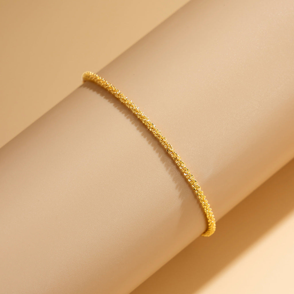 Sparkling Slim Chain Anklet | Copper Wave Gold White K