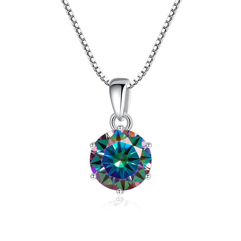 925 Silver Round Moissanite Pendant Necklace