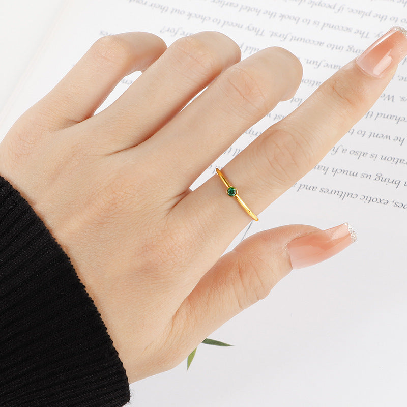 Zircon Round Diamond Coil Ring | Titanium Steel Red White Green