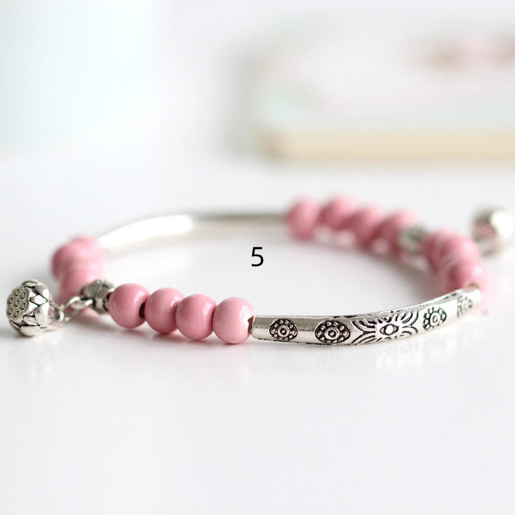 Handmade Ceramic Bead Bracelet for Women