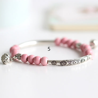 Handmade Ceramic Bead Bracelet for Women