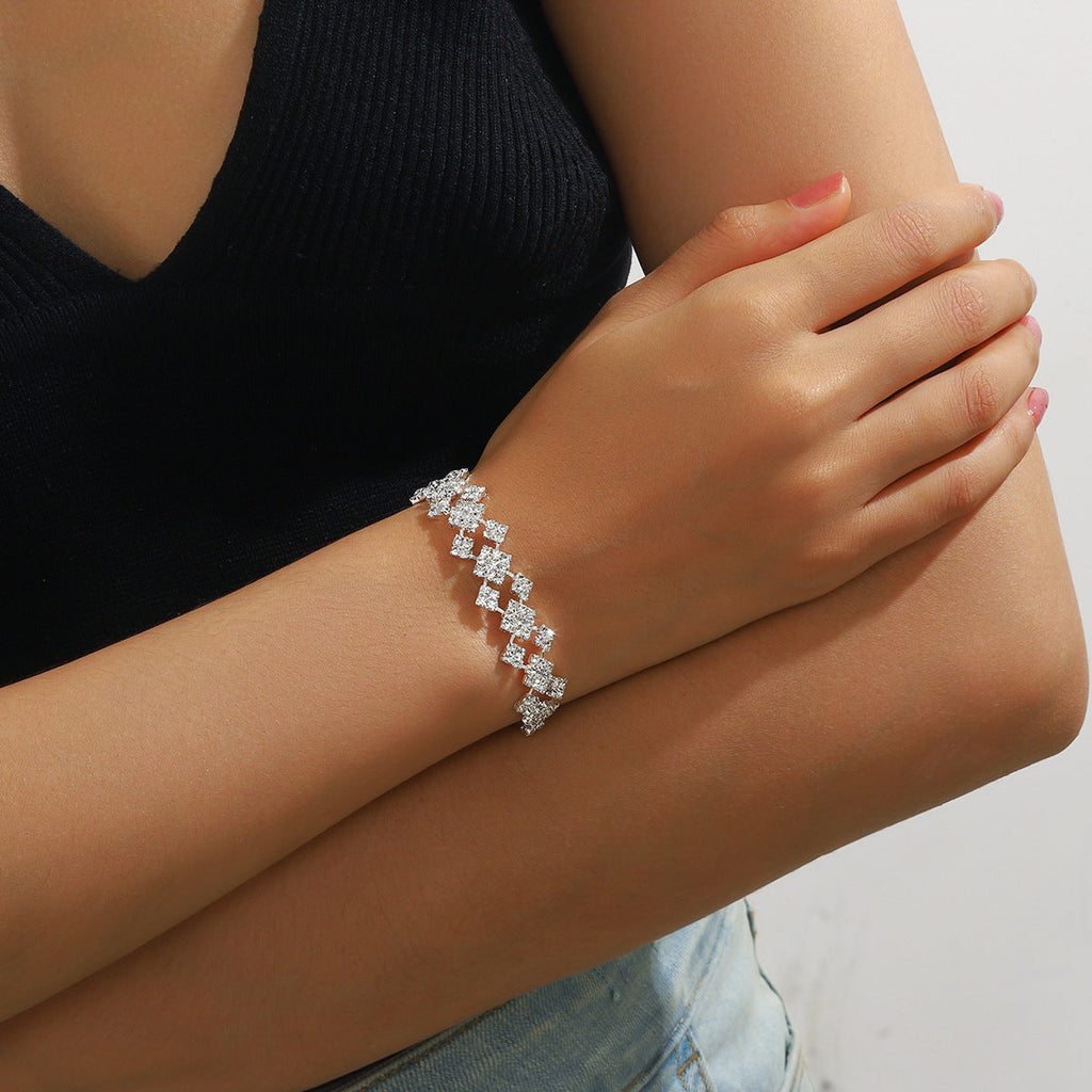 Rhinestone Geometric Bracelet for Women | Formal and Everyday Wear