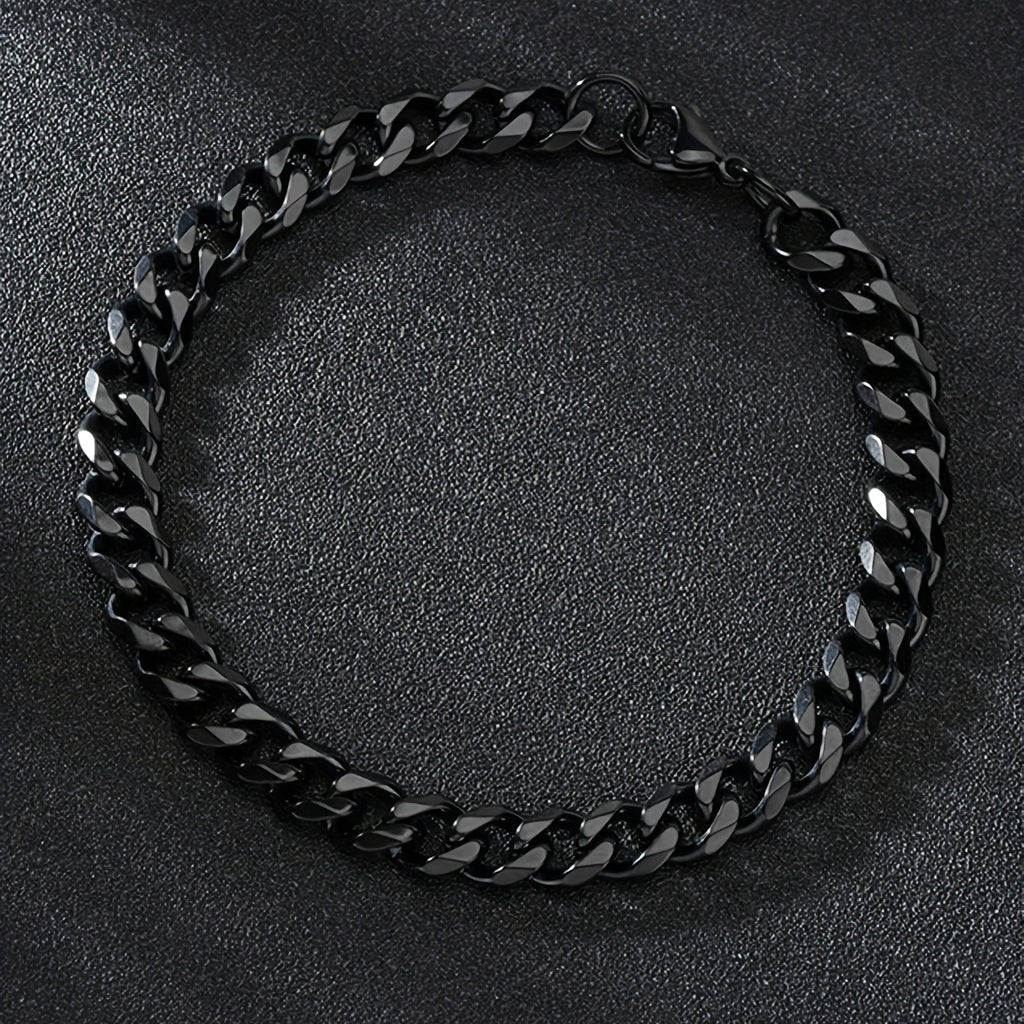 Black Cuban Link Bracelet for Men