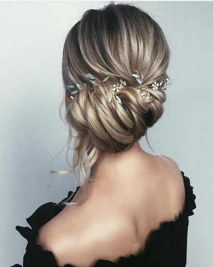 Pearl Copper Leaf Hairband | Alloy Manual Bridal Wedding Gift